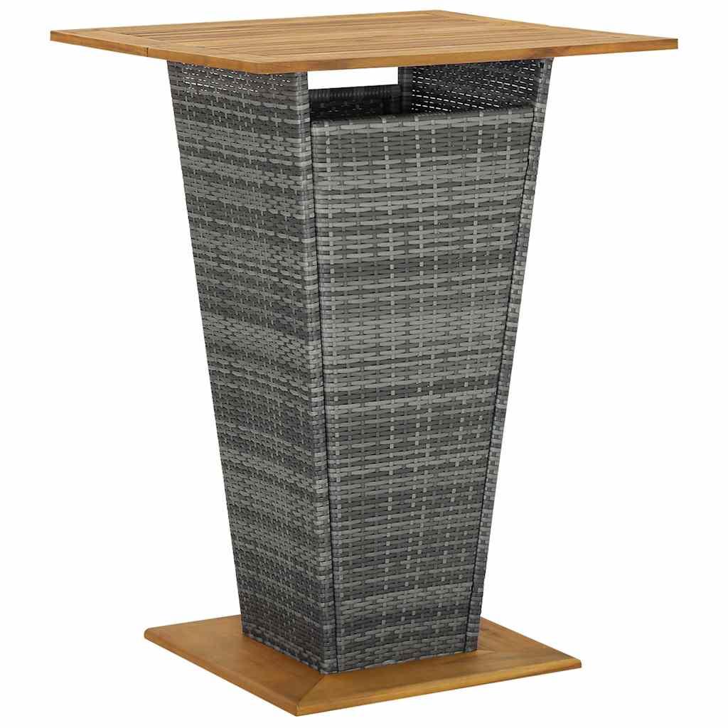 Mesa alta ratán sintético y madera de acacia negro 80x80x110 cm