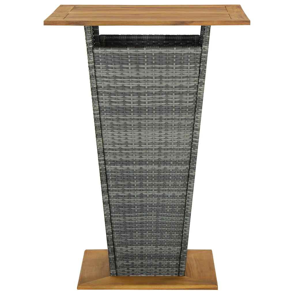 Mesa alta ratán sintético y madera de acacia negro 80x80x110 cm