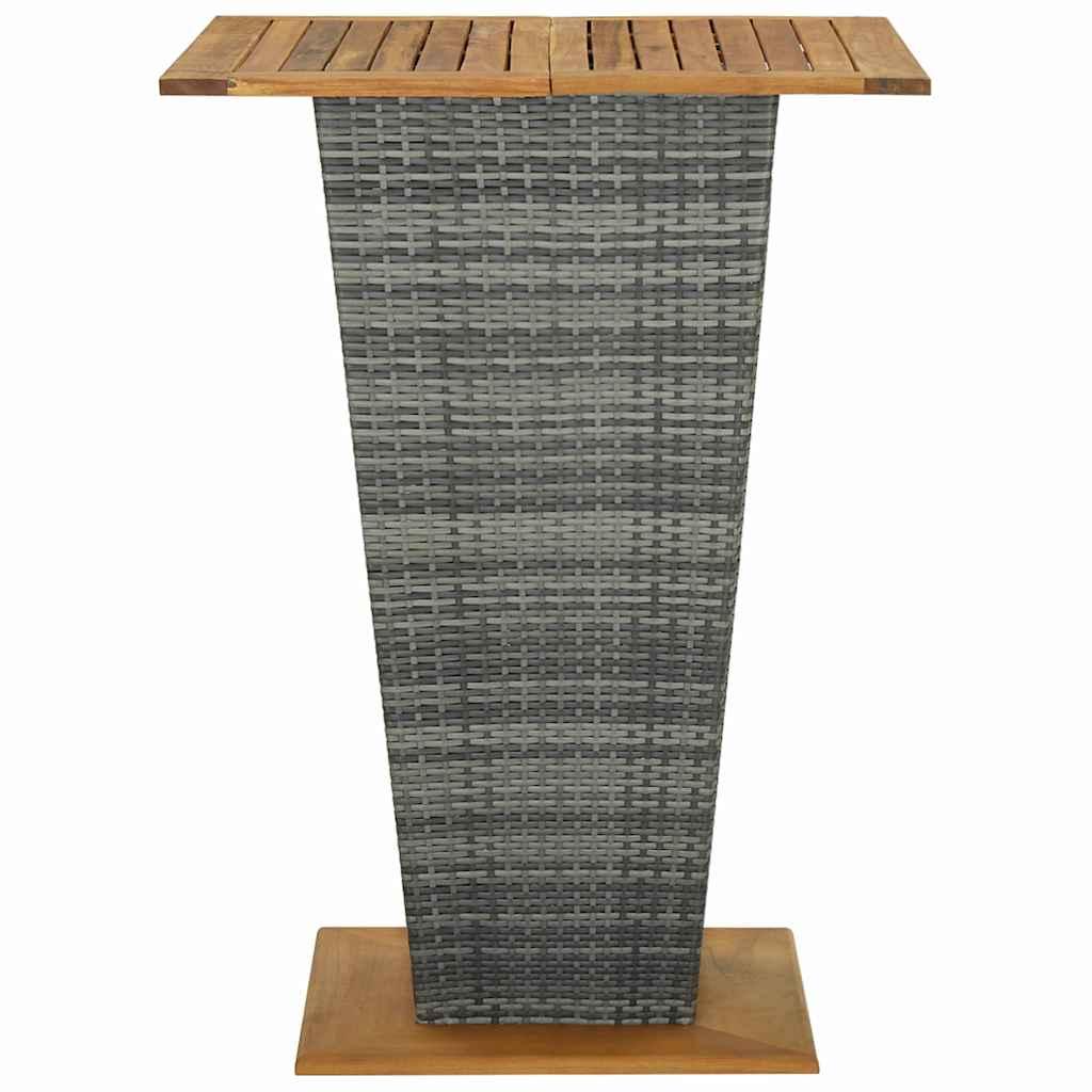 Mesa alta ratán sintético y madera de acacia negro 80x80x110 cm