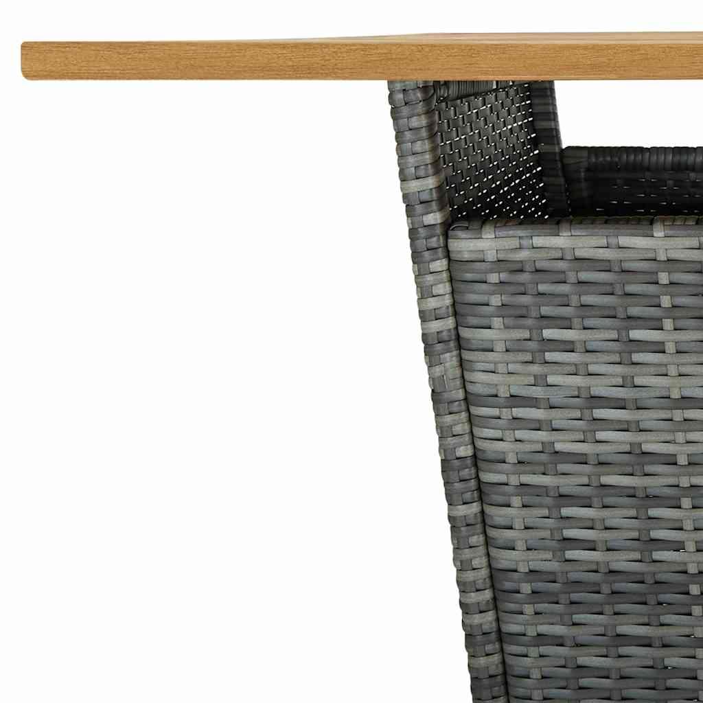 Mesa alta ratán sintético y madera de acacia negro 80x80x110 cm