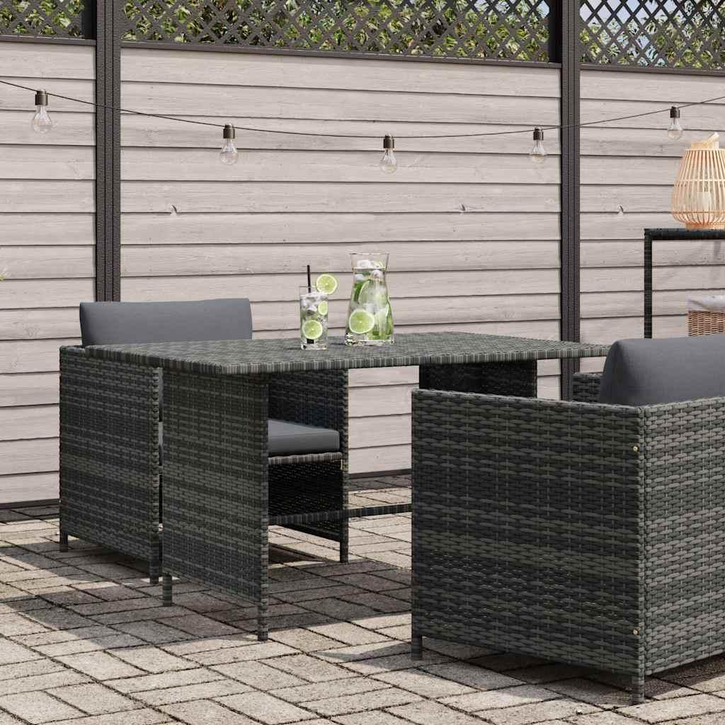 Mesa de jardín ratán sintético gris antracita 70x70x34 cm