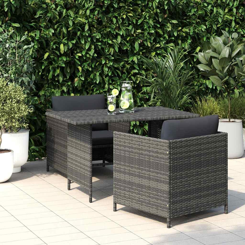 Mesa de jardín ratán sintético gris antracita 70x70x34 cm