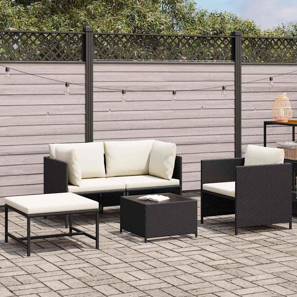 Set de sofás de jardín 4 pzas y cojines ratán sintético
