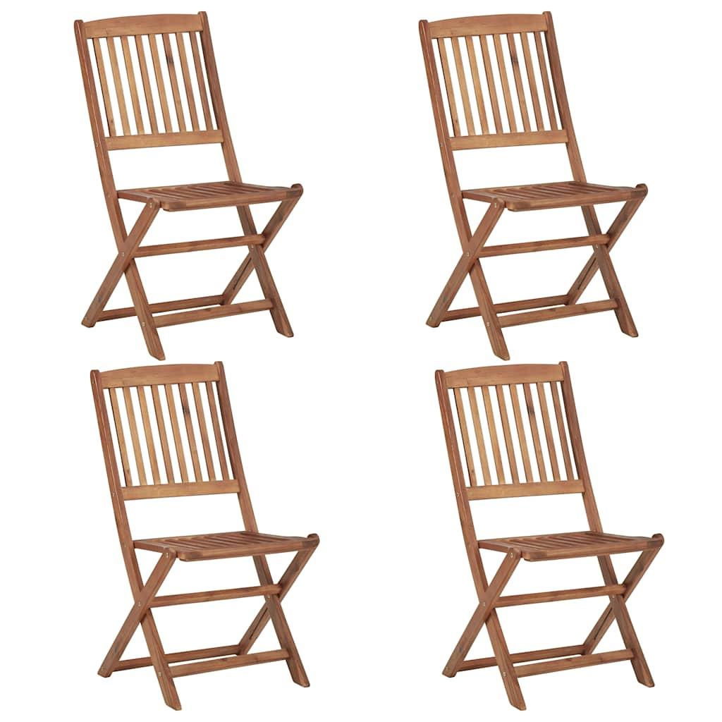 Sillas plegables, 4 unidades, 54,5 x 61,5 x 86,5 cm, madera maciza de acacia
