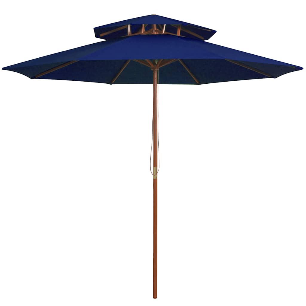Sombrilla de dos niveles palo de madera blanco crema 270x270 cm