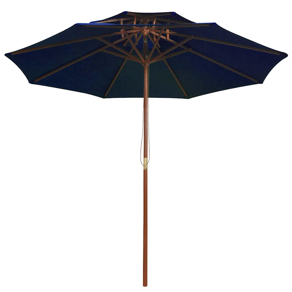 Sombrilla de dos niveles palo de madera blanco crema 270x270 cm