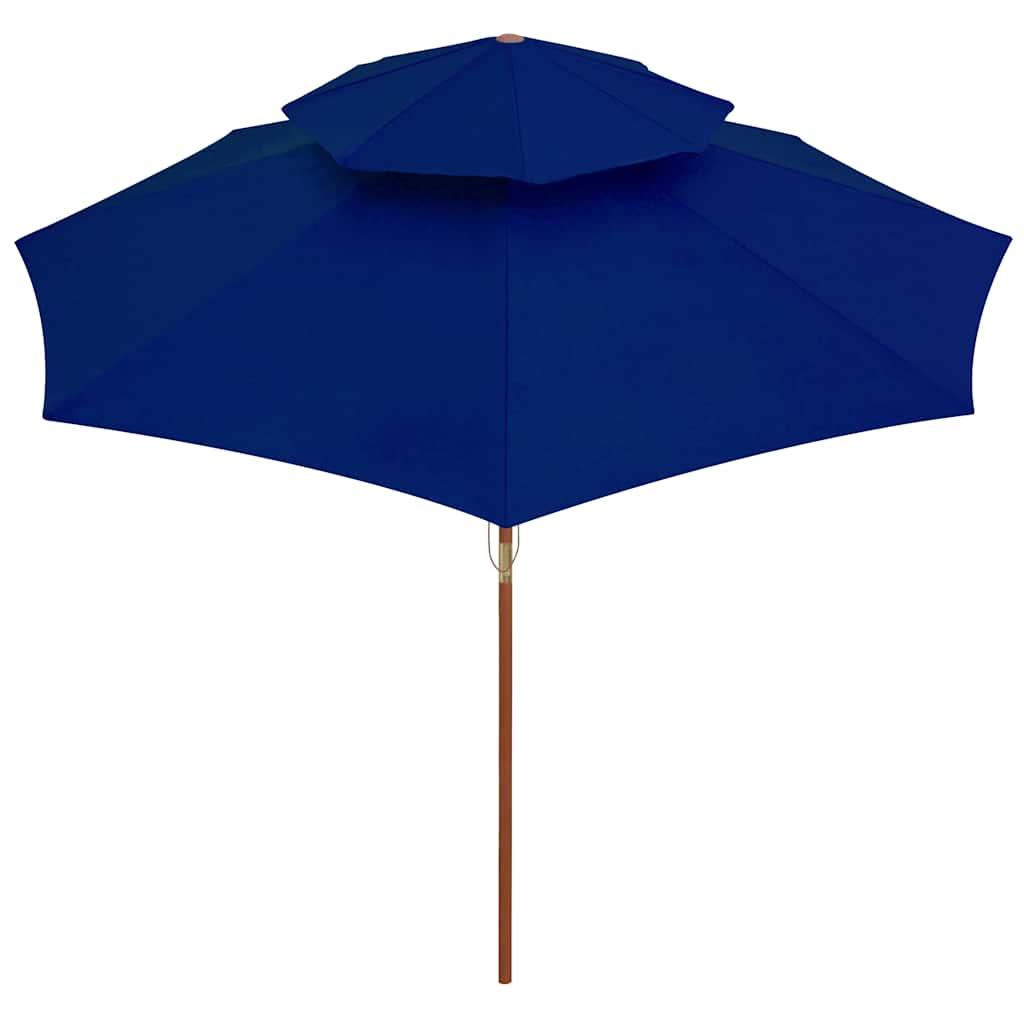 Sombrilla de dos niveles palo de madera blanco crema 270x270 cm