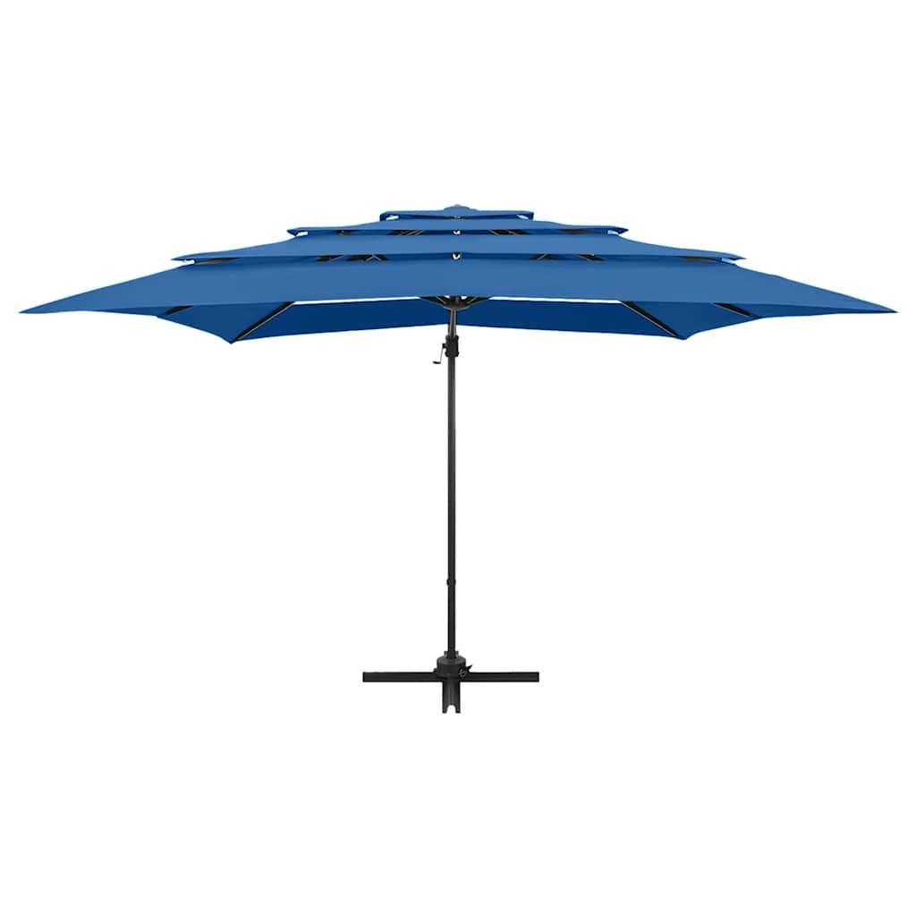 Sombrilla jardín 4 niveles palo aluminio azul celeste 250x250cm