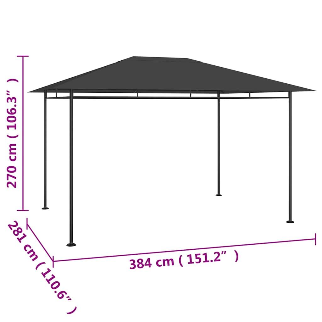 Cenador gris antracita 384x281x270 cm 180 g/m²