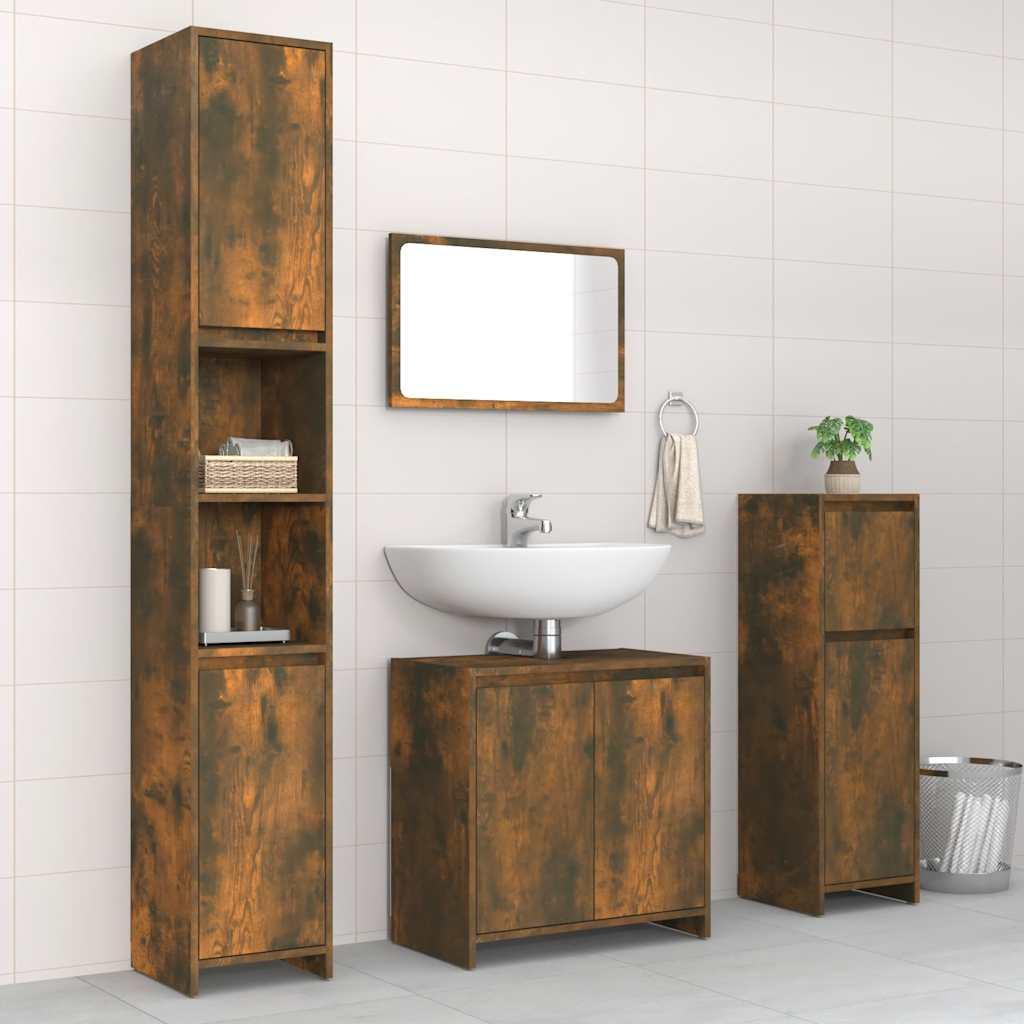 Set de muebles de baño 4 pzas madera contrachapada gris sonoma