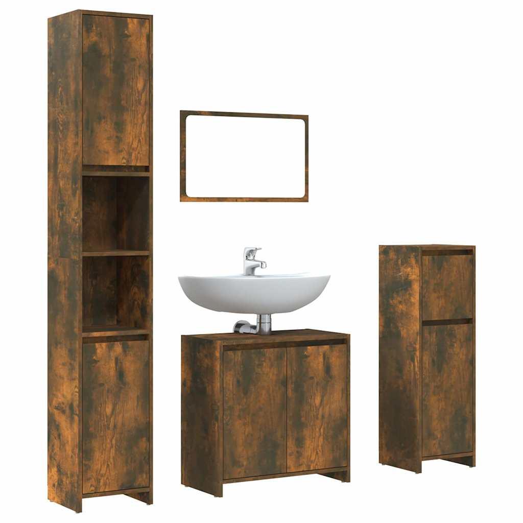 Set de muebles de baño 4 pzas madera contrachapada gris sonoma