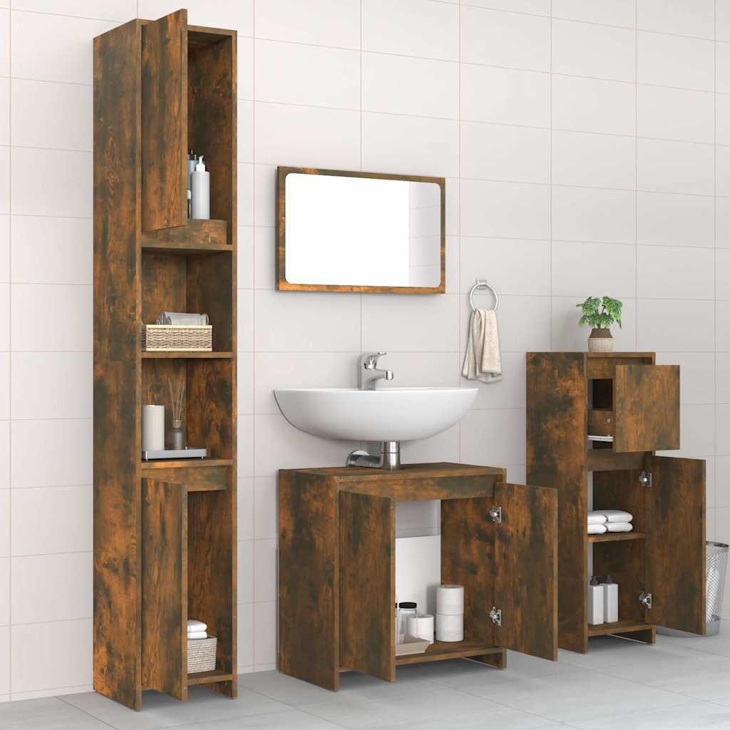 Set de muebles de baño 4 pzas madera contrachapada gris sonoma