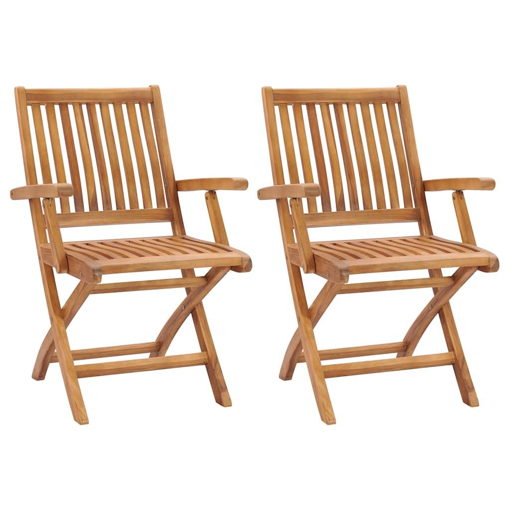 Sillas plegables (2 unidades), madera maciza de teca