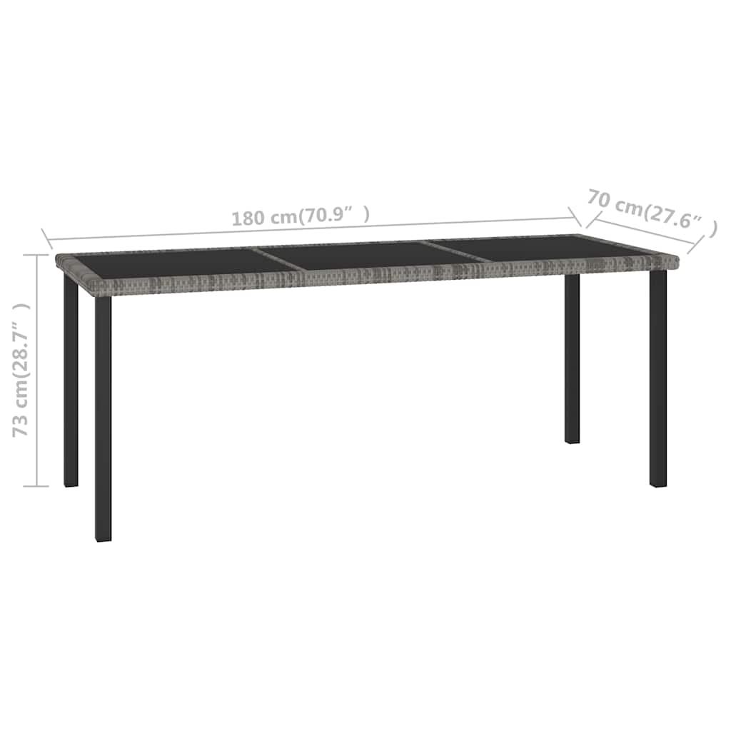 Mesa de comedor para jardín ratán sintético negro 180x70x73 cm