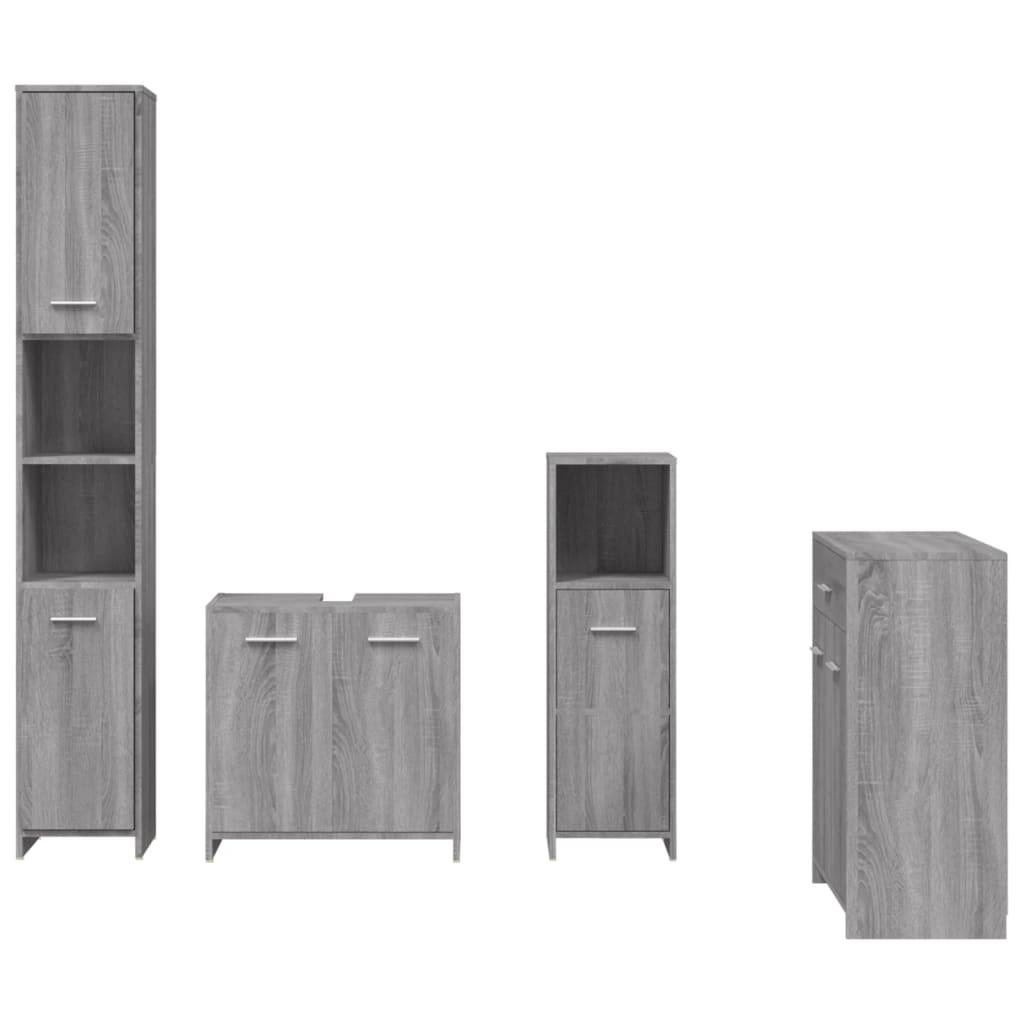 Set de muebles de baño 4 pzas madera contrachapada gris sonoma