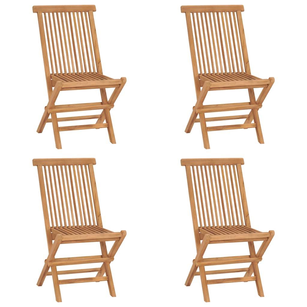 Sillas plegables (4 unidades) de madera maciza de teca