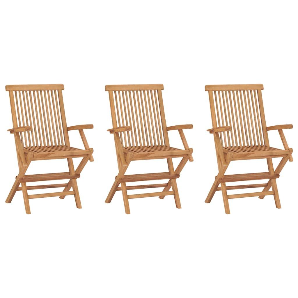Sillas plegables (3 unidades) de madera maciza de teca