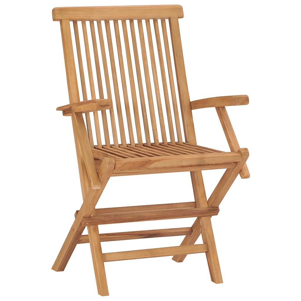 Sillas plegables (3 unidades) de madera maciza de teca