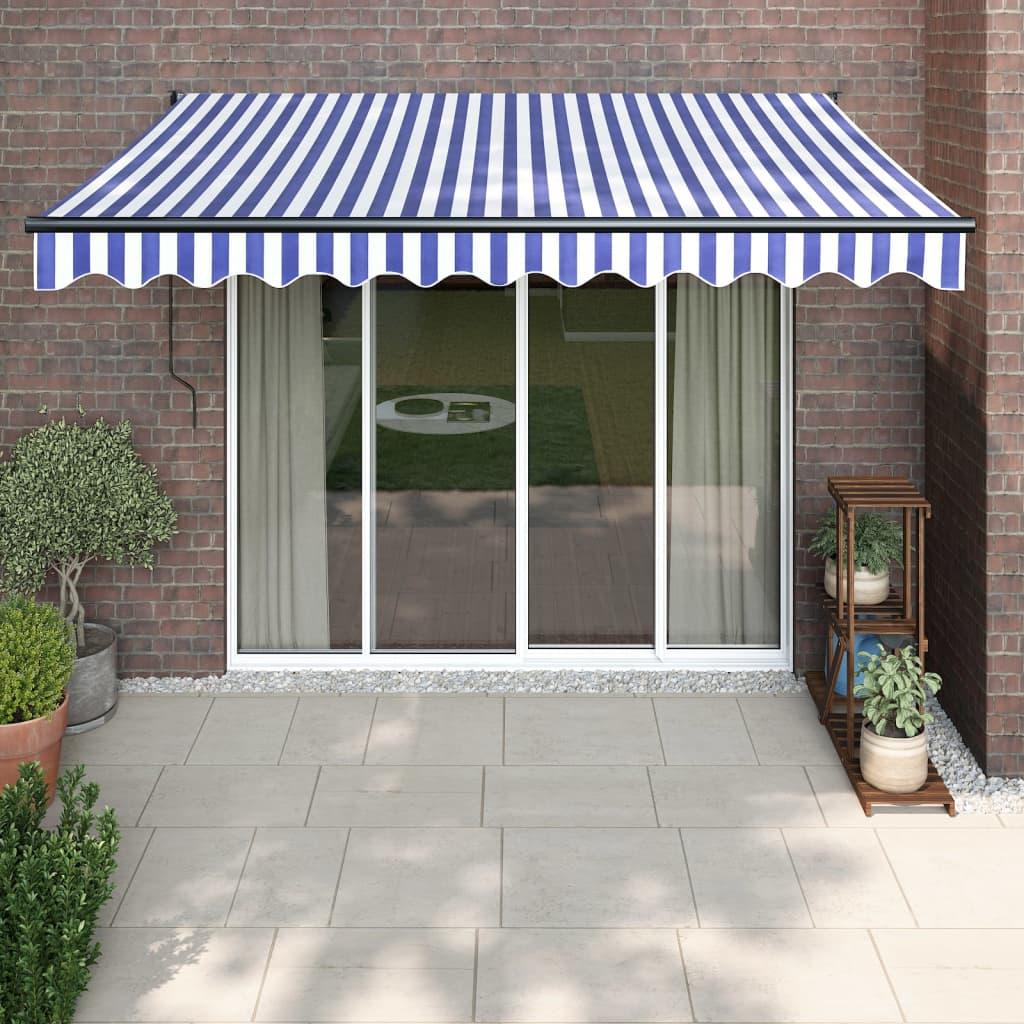 Toldo retráctil automático gris antracita y blanco 500x350 cm