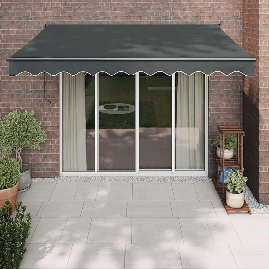 Toldo retráctil automático gris antracita y blanco 500x350 cm