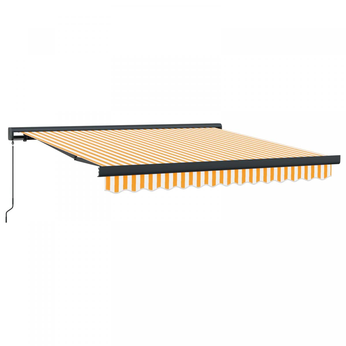 Toldo retráctil Amarillo y Blanco con Marco Antracita 4,5 x 3 m