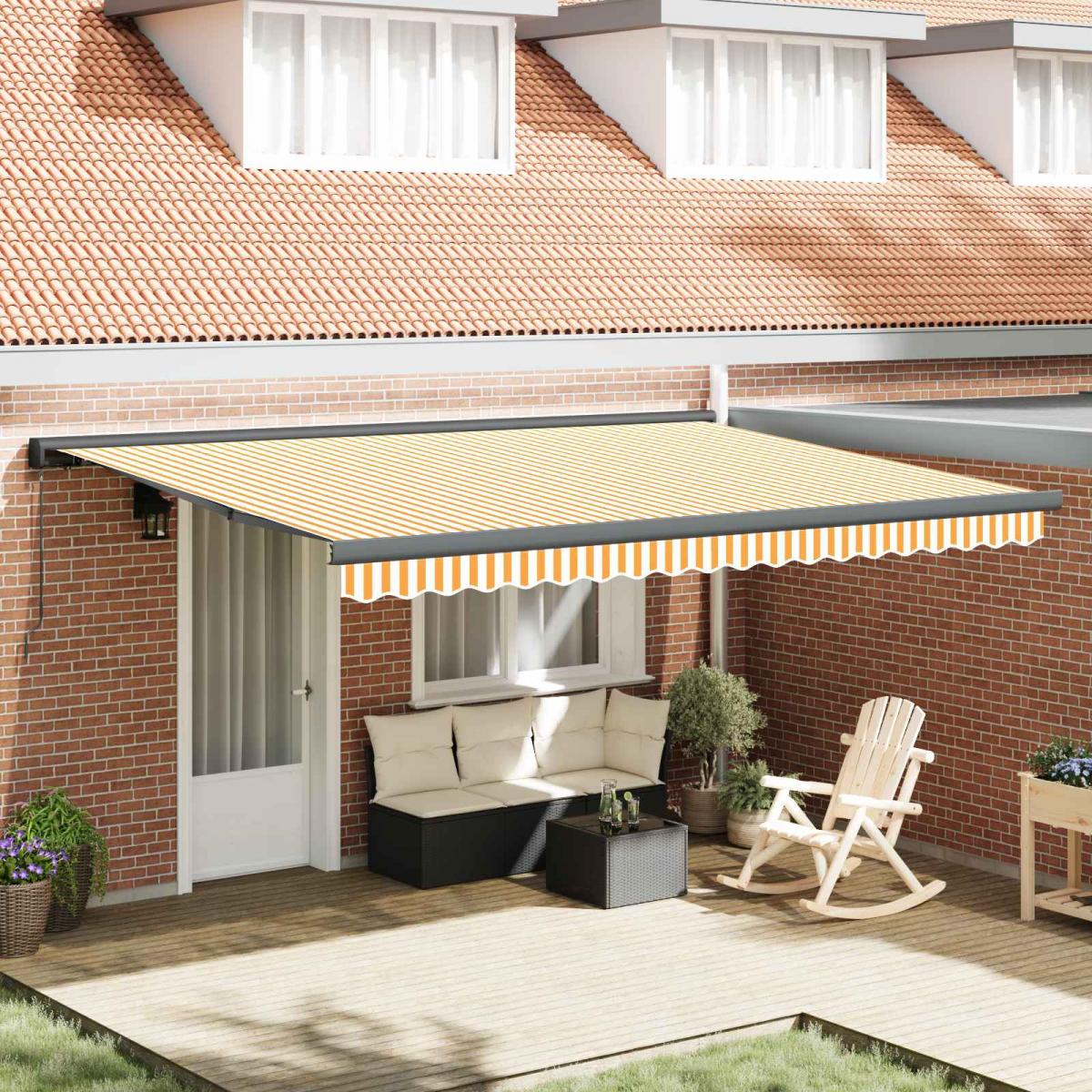 Toldo retráctil Amarillo y Blanco con Marco Antracita 3 x 2,5 m