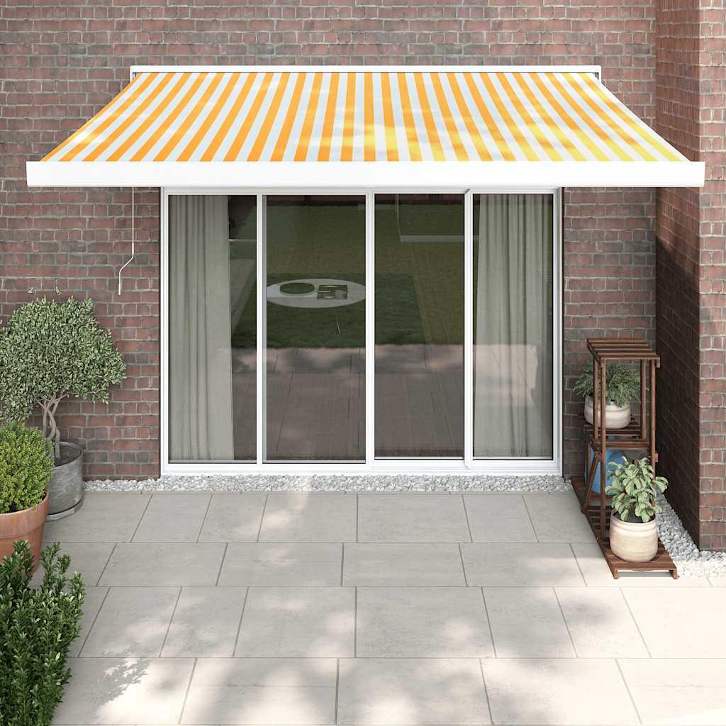 Toldo retráctil Verde y blanco 300 x 250 x 165 cm Tela y Metal