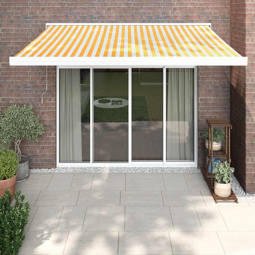 Toldo retráctil Verde y blanco 300 x 250 x 165 cm Tela y Metal