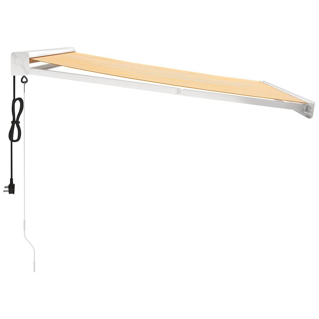 Toldo retráctil Verde y blanco 300 x 250 x 165 cm Tela y Metal