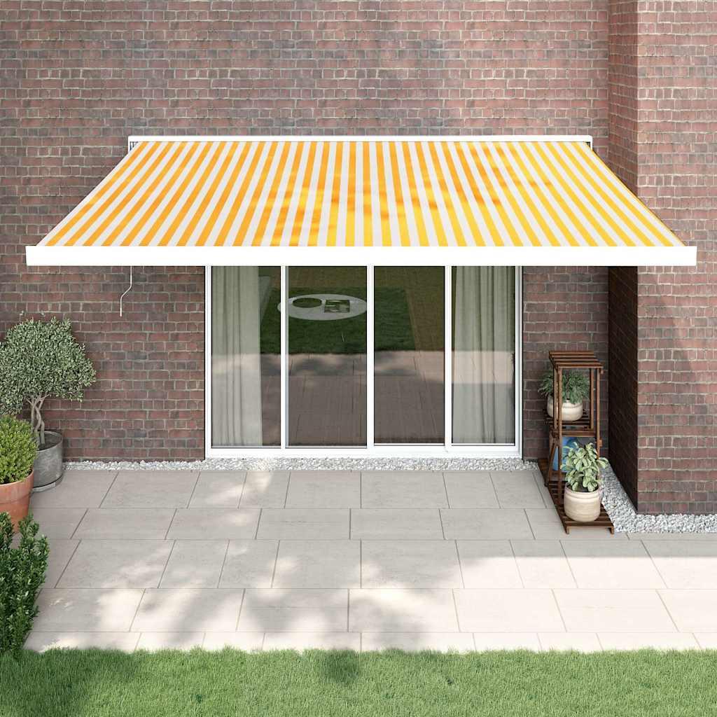 Toldo retráctil Verde y blanco 300 x 250 x 165 cm Tela y Metal