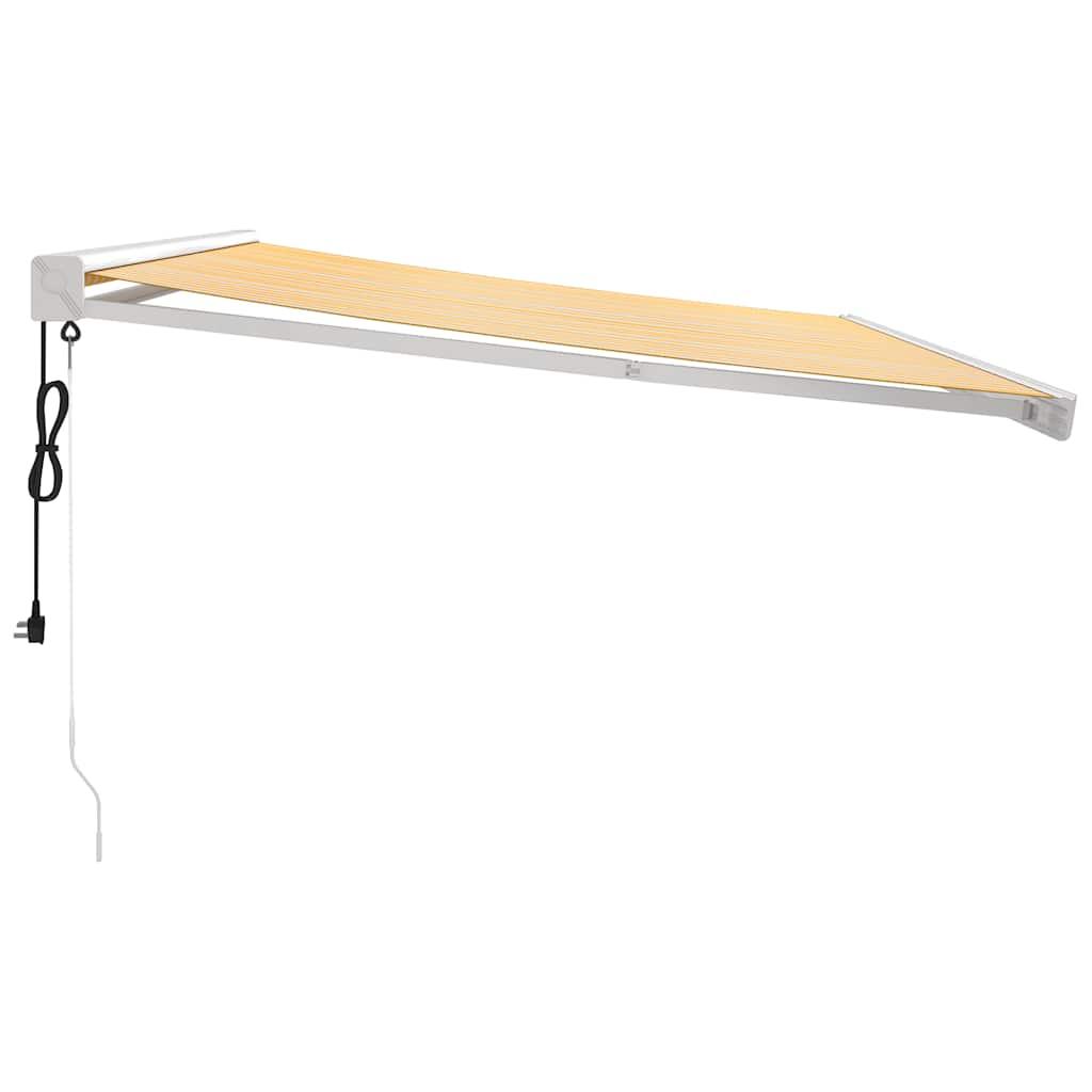 Toldo retráctil Verde y blanco 300 x 250 x 165 cm Tela y Metal