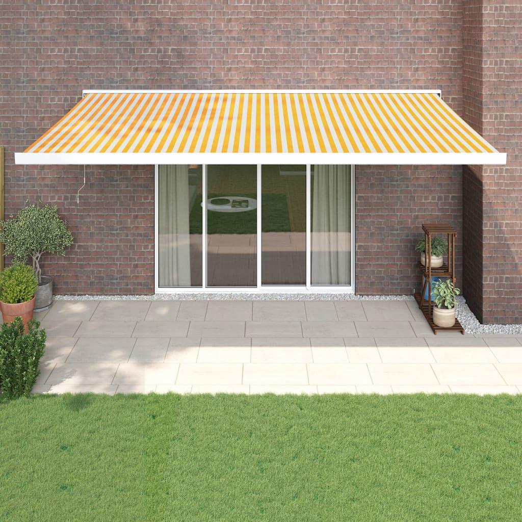Toldo retráctil Verde y blanco 300 x 250 x 165 cm Tela y Metal