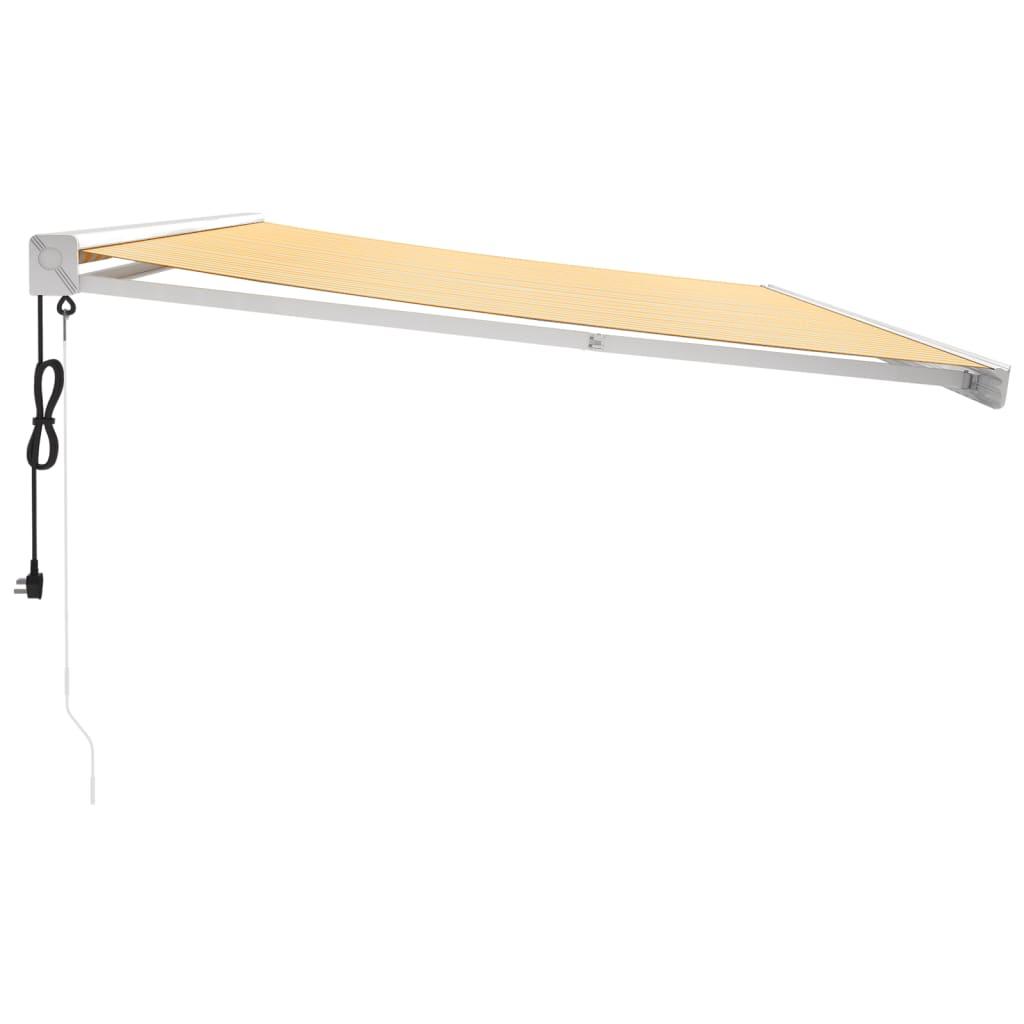 Toldo retráctil Verde y blanco 300 x 250 x 165 cm Tela y Metal