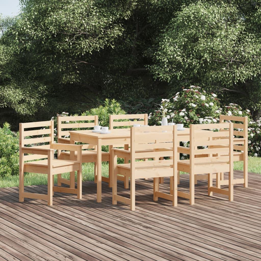 Juego de comedor de jardín 7 piezas madera maciza