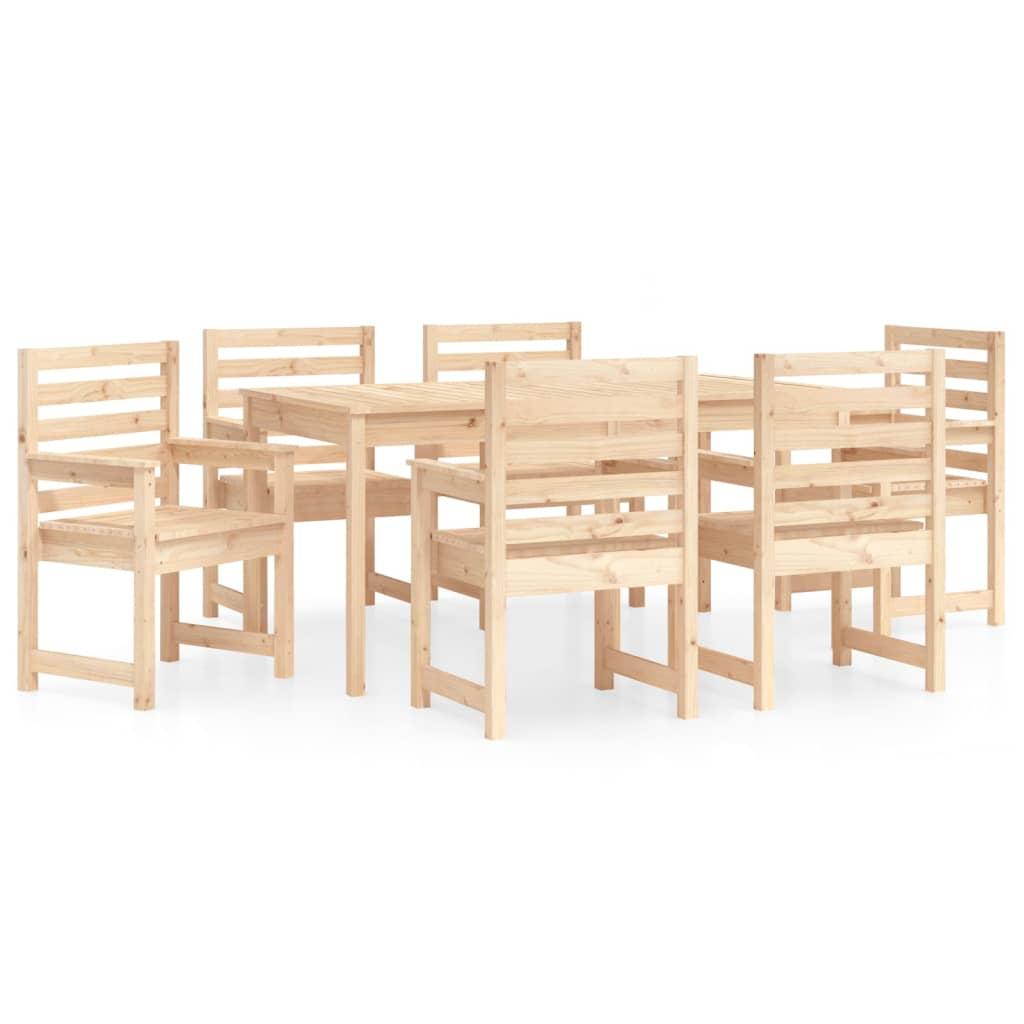 Juego de comedor de jardín 7 piezas madera maciza