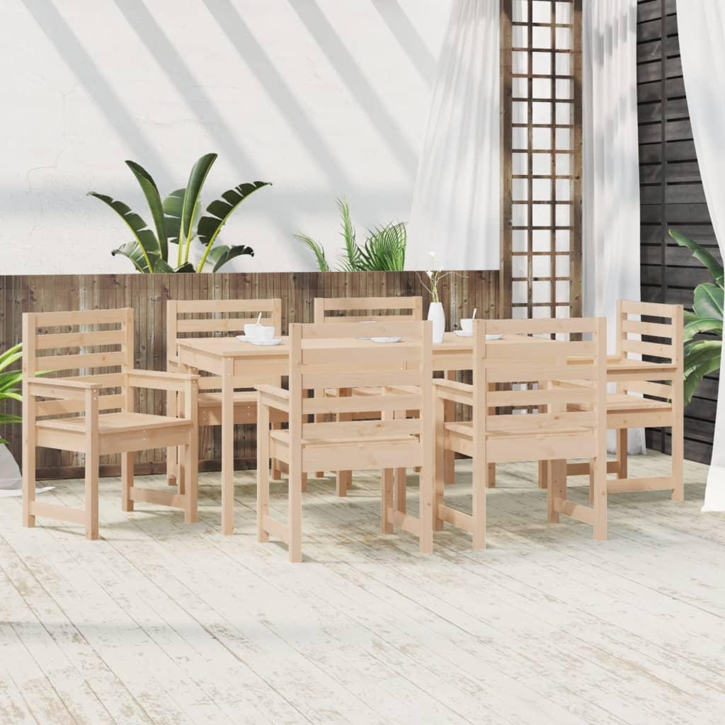 Juego de comedor de jardín 7 piezas madera maciza