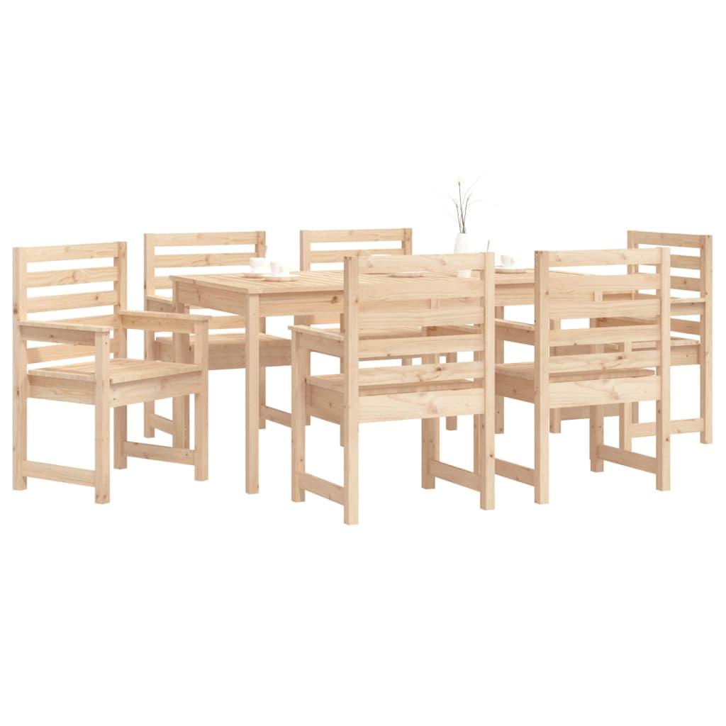 Juego de comedor de jardín 7 piezas madera maciza
