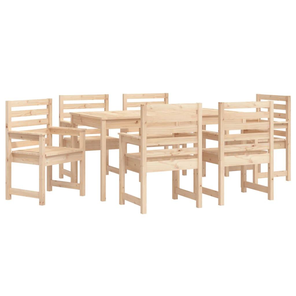 Juego de comedor de jardín 7 piezas madera maciza