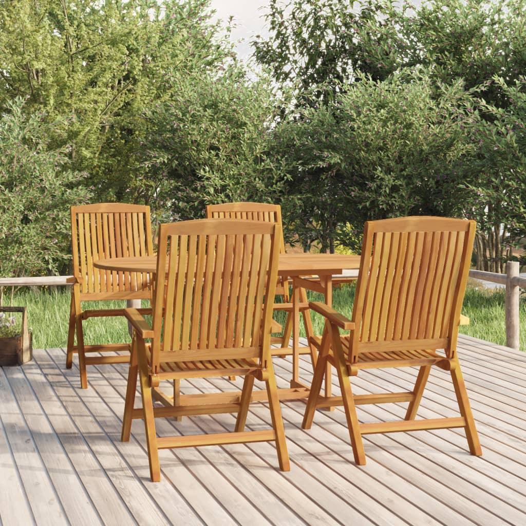 Sillas plegables reclinables, 4 unidades, madera maciza de teca