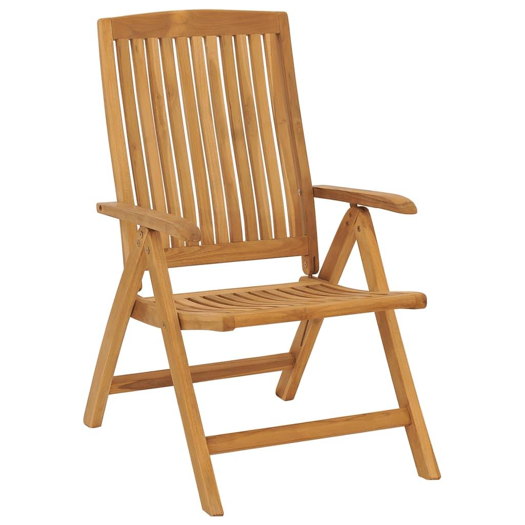 Sillas plegables reclinables, 4 unidades, madera maciza de teca