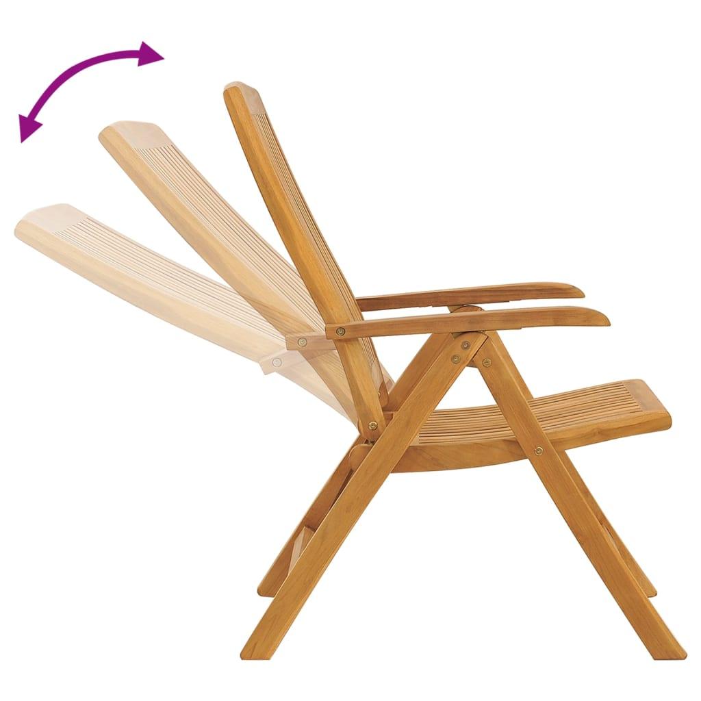 Sillas plegables reclinables, 4 unidades, madera maciza de teca
