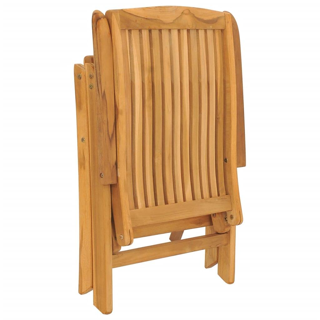 Sillas plegables reclinables, 4 unidades, madera maciza de teca