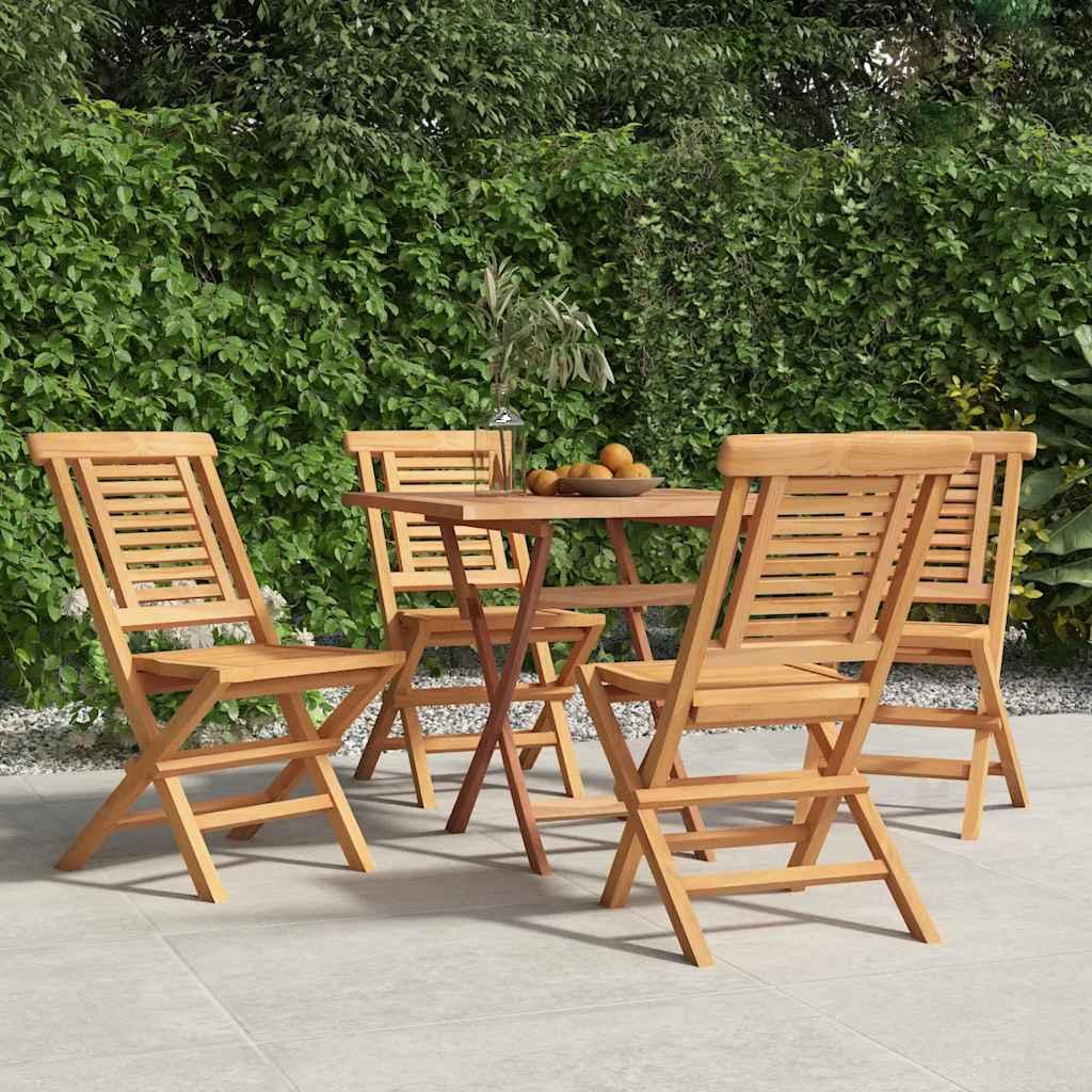 Sillas plegables, 4 unidades,, madera maciza de teca