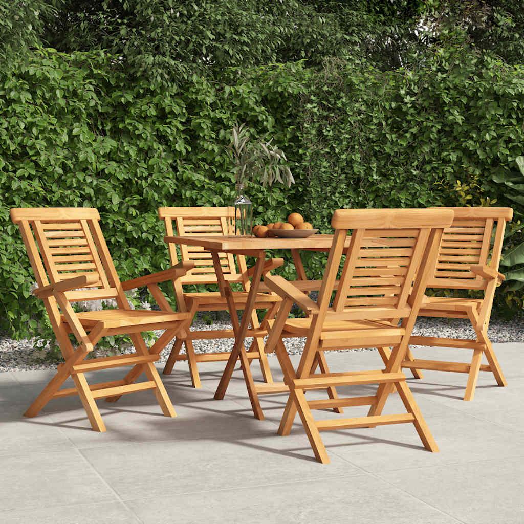 Sillas plegables (4 unidades) de madera maciza de teca