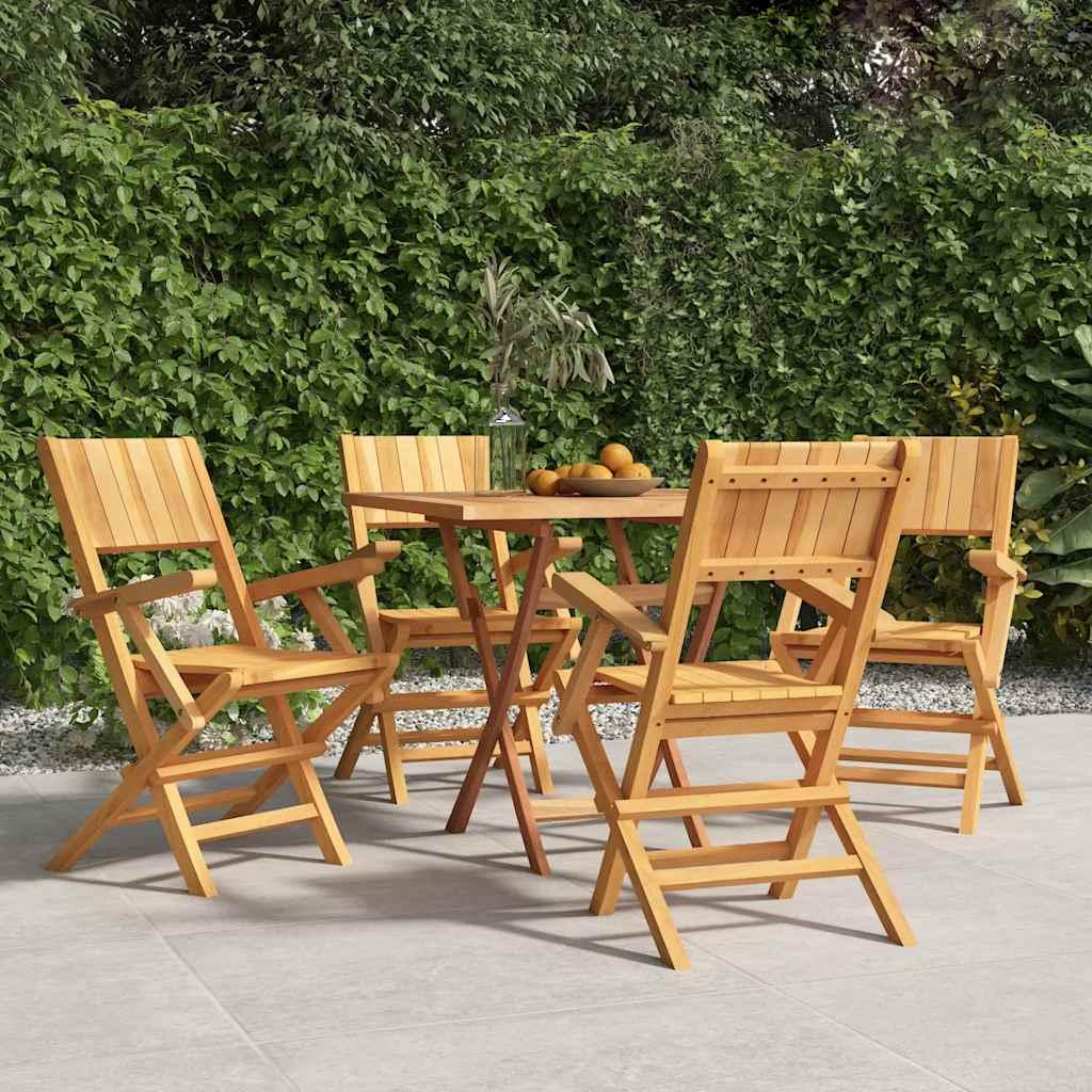 Sillas plegables, 4 unidades,, madera maciza de teca