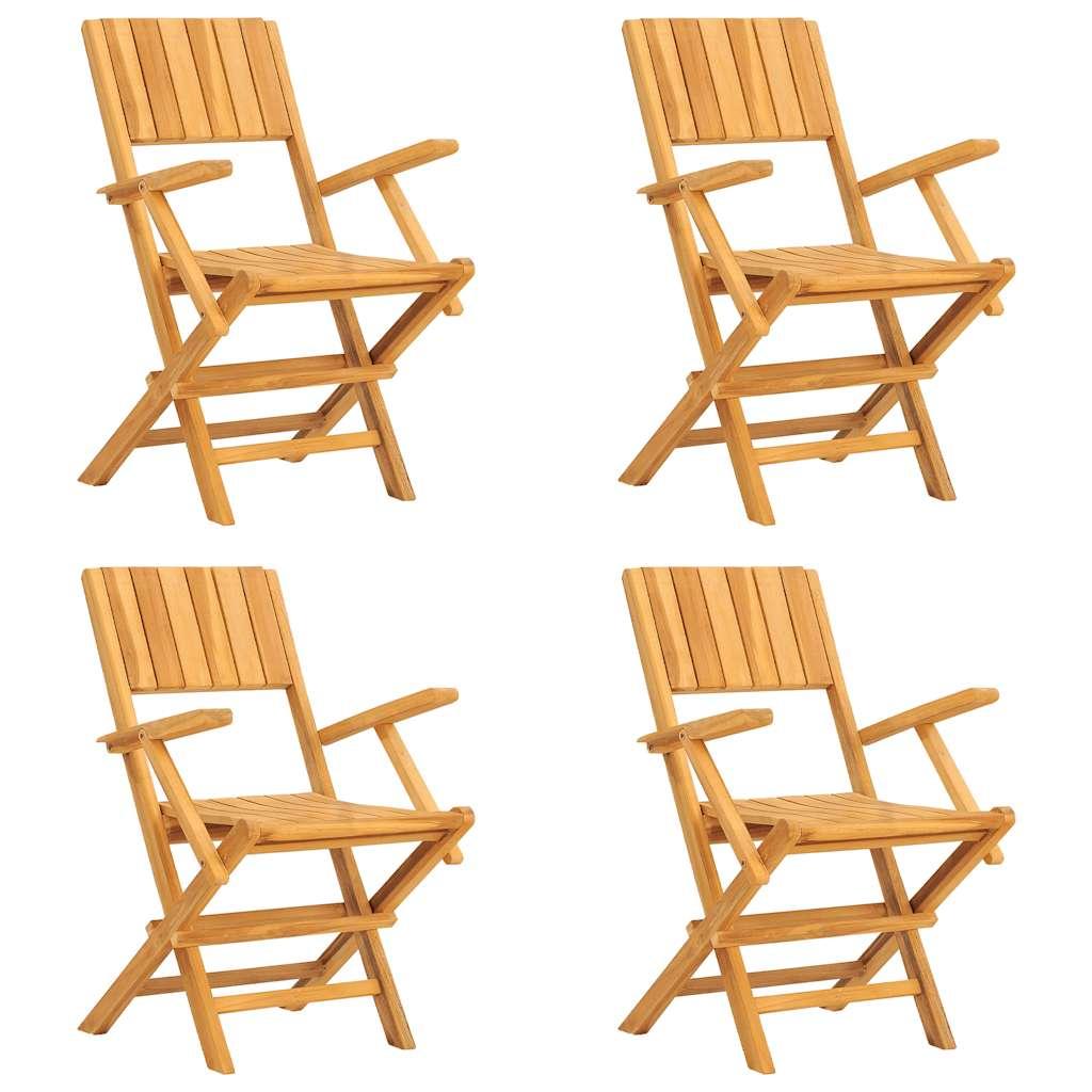 Sillas plegables, 4 unidades,, madera maciza de teca