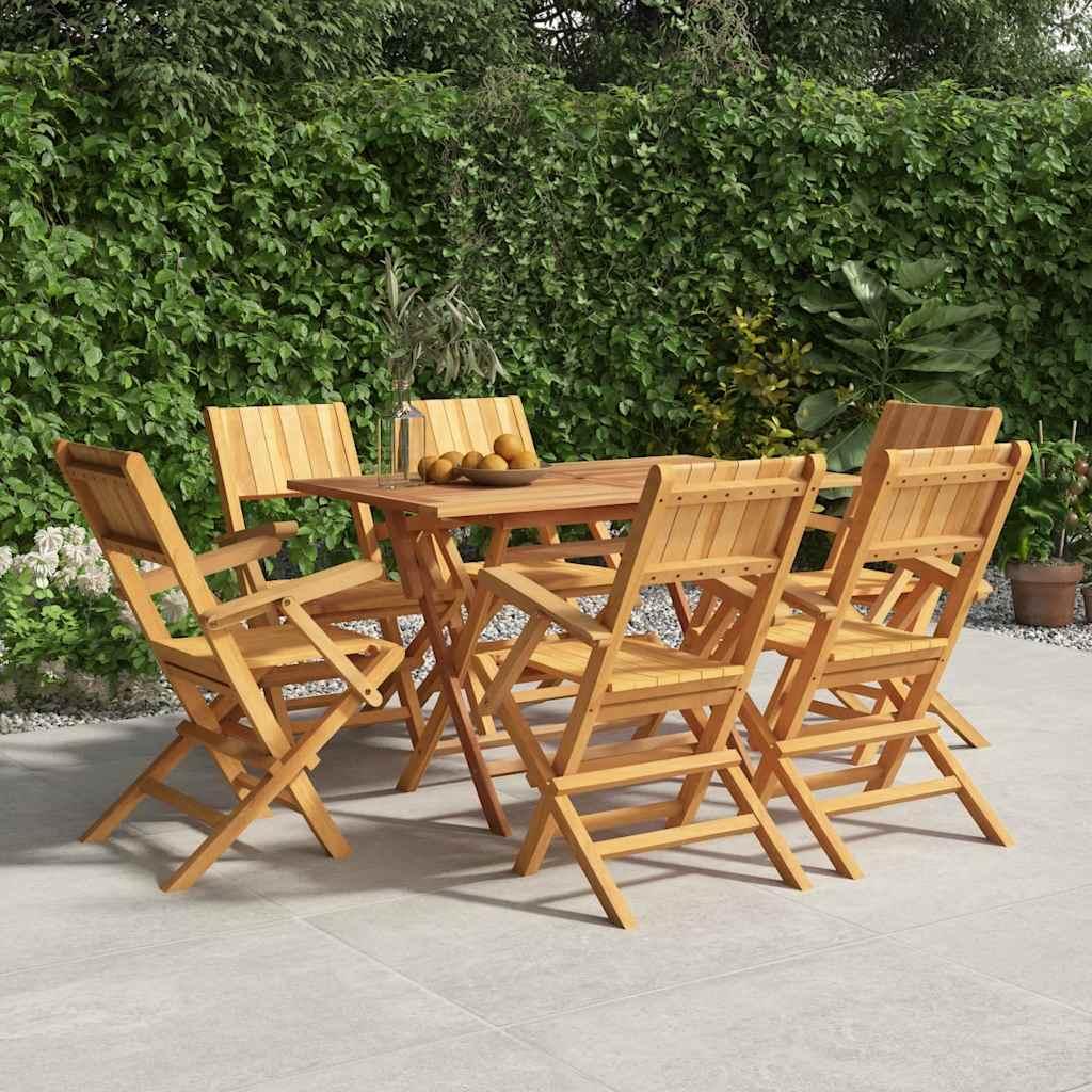 Sillas plegables, 6 unidades, color gris, 56x61x89 cm, madera maciza de teca