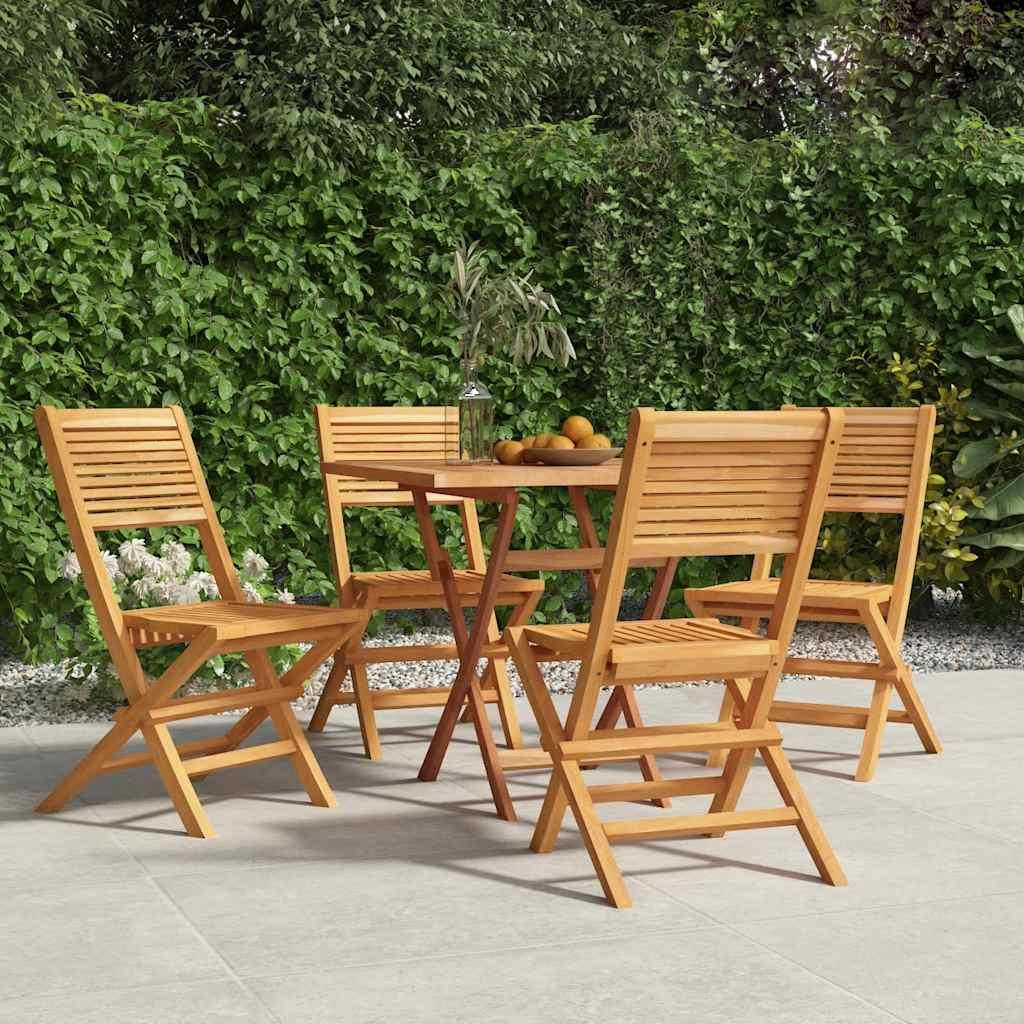 Sillas plegables, 4 unidades,, madera maciza de teca