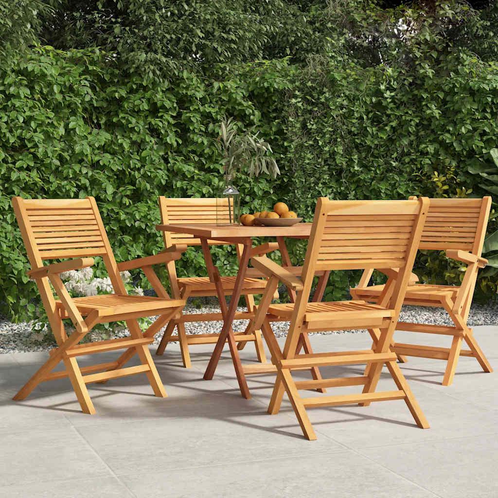 Sillas plegables, 4 unidades,, madera maciza de teca