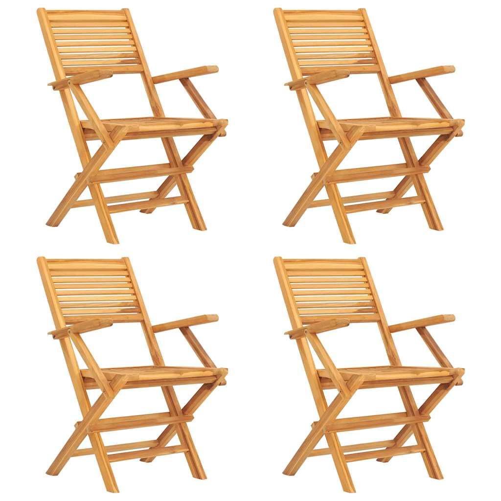 Sillas plegables, 4 unidades,, madera maciza de teca